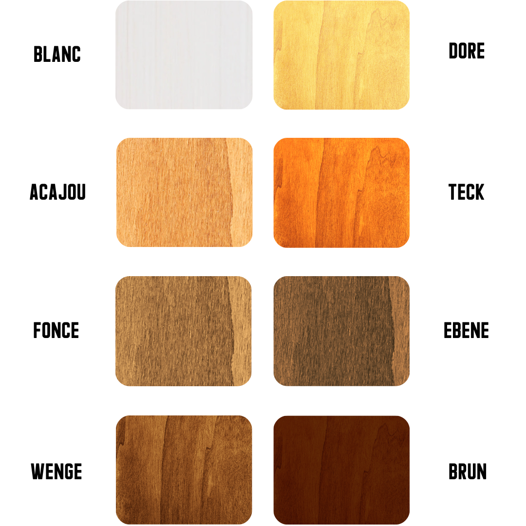Teintes de bois disponibles La Bonne Enceinte